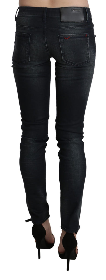 Elegante Skinny Jeans mit niedriger Taille in Schwarz