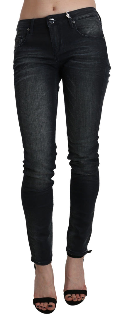 Elegante Skinny Jeans mit niedriger Taille in Schwarz