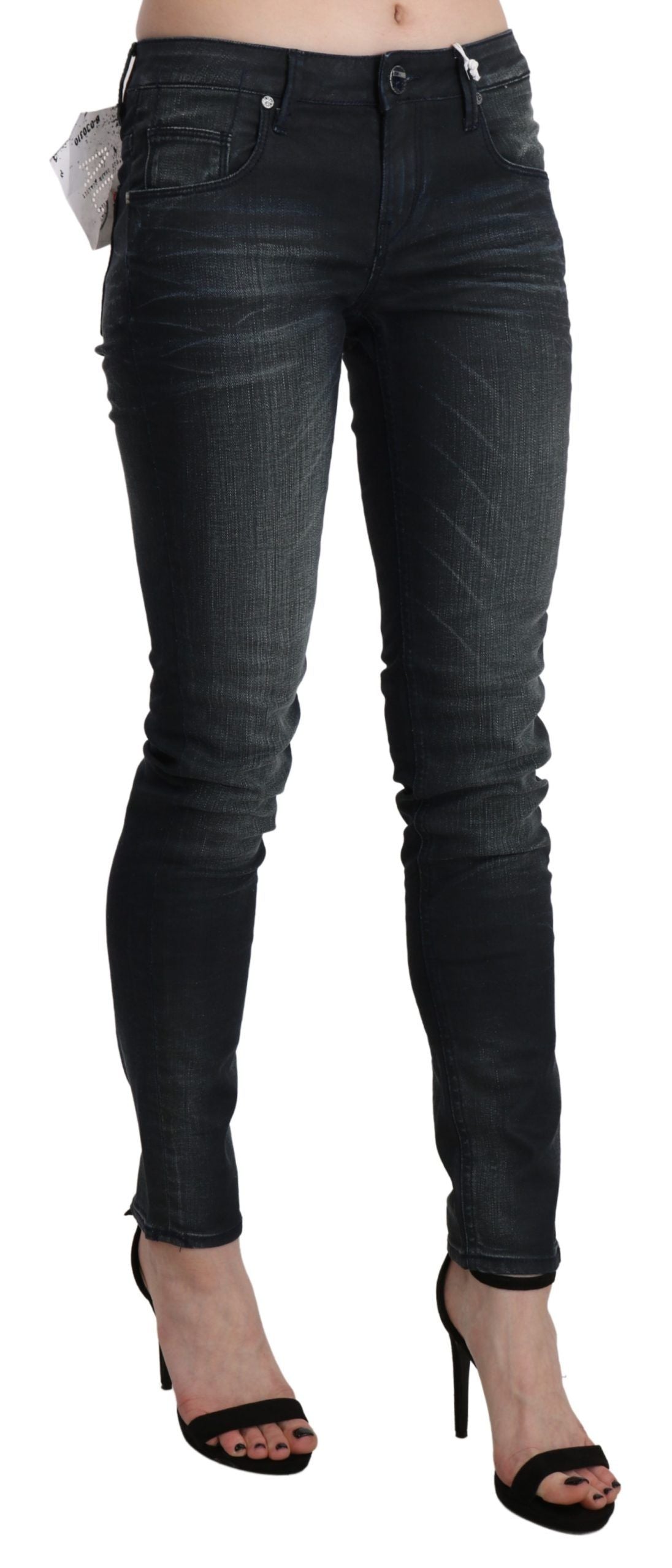 Elegante Skinny Jeans mit niedriger Taille in Schwarz