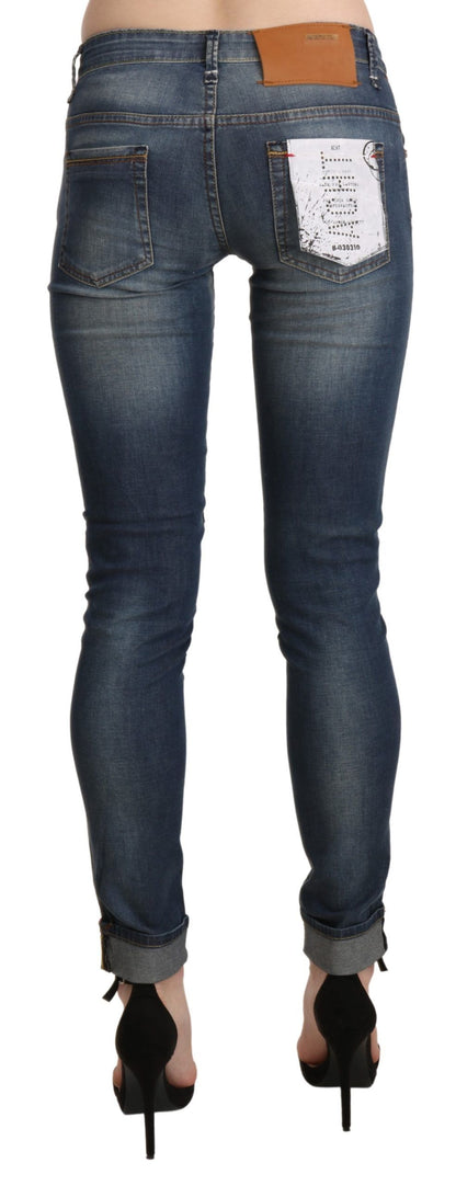 Schicke, blau verwaschene Skinny-Crop-Jeans