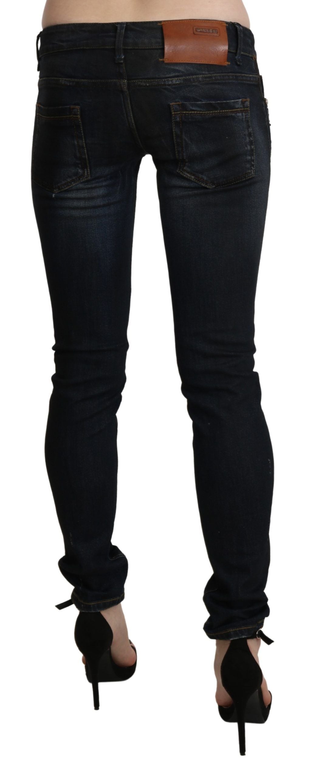 Schicke Skinny Jeans mit niedriger Taille in Schwarz