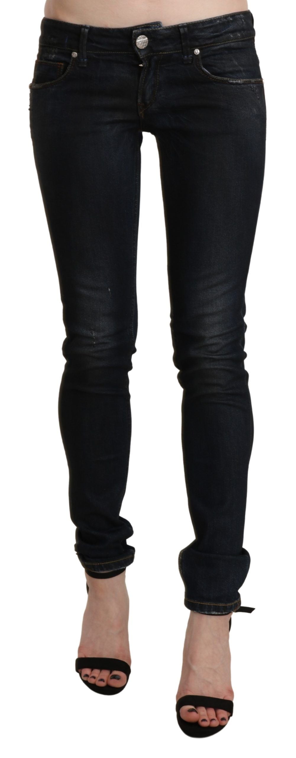 Schicke Skinny Jeans mit niedriger Taille in Schwarz