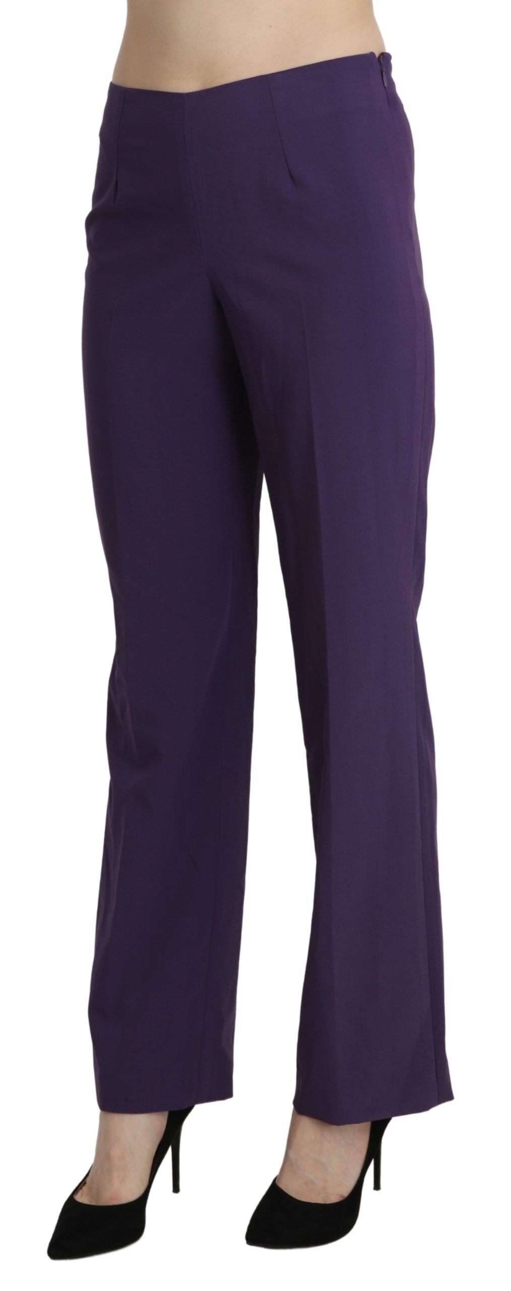 Elegante violette gerade Hose mit hoher Taille