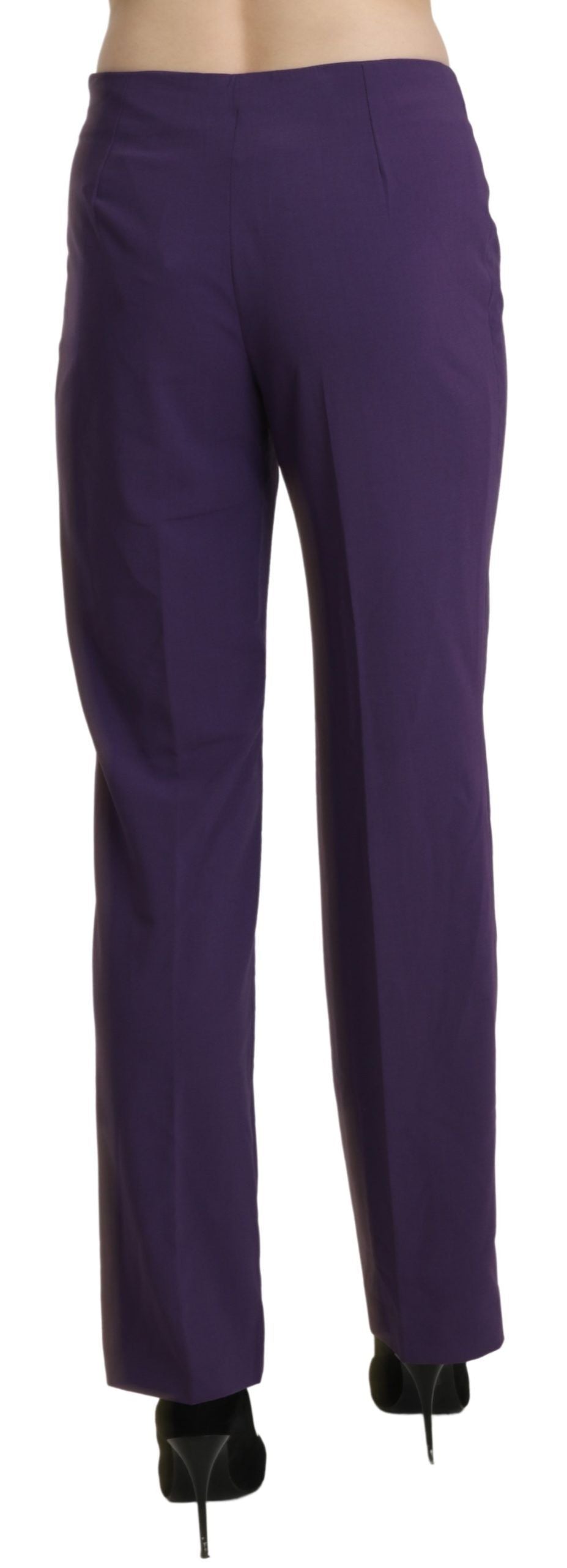 Elegante violette gerade Hose mit hoher Taille