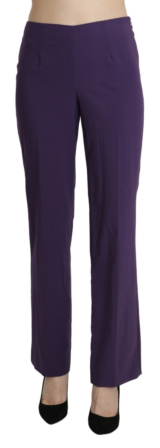 Elegante violette gerade Hose mit hoher Taille