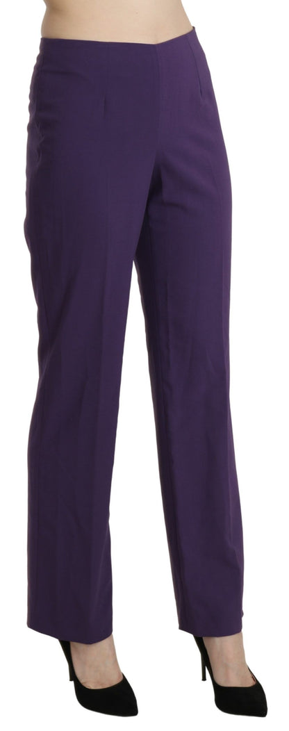 Elegante violette gerade Hose mit hoher Taille