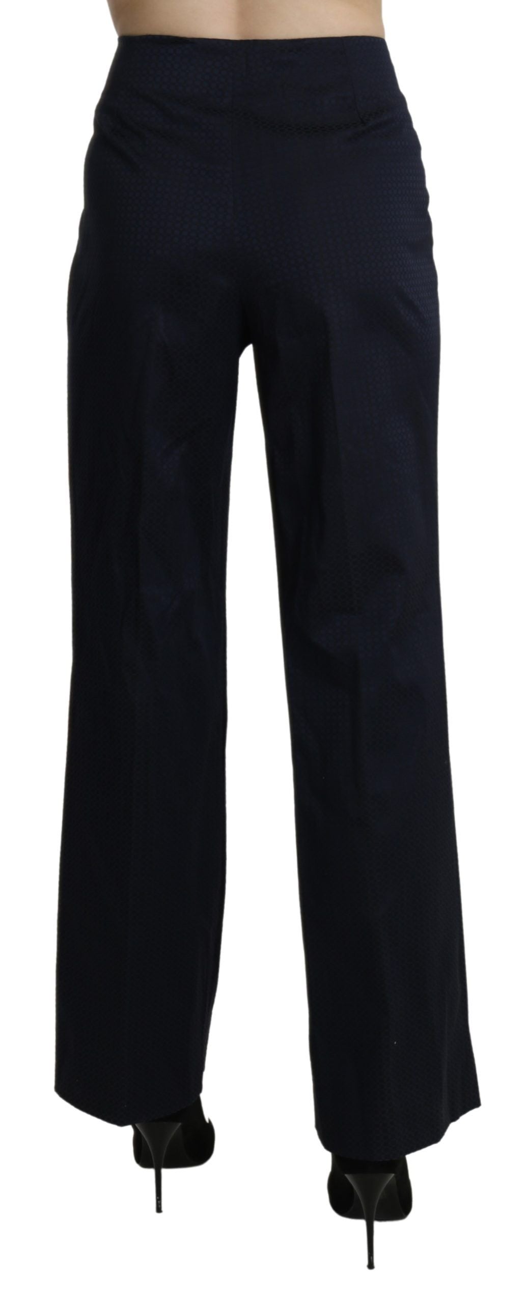 Marineblaue gerade Baumwollhose mit hoher Taille