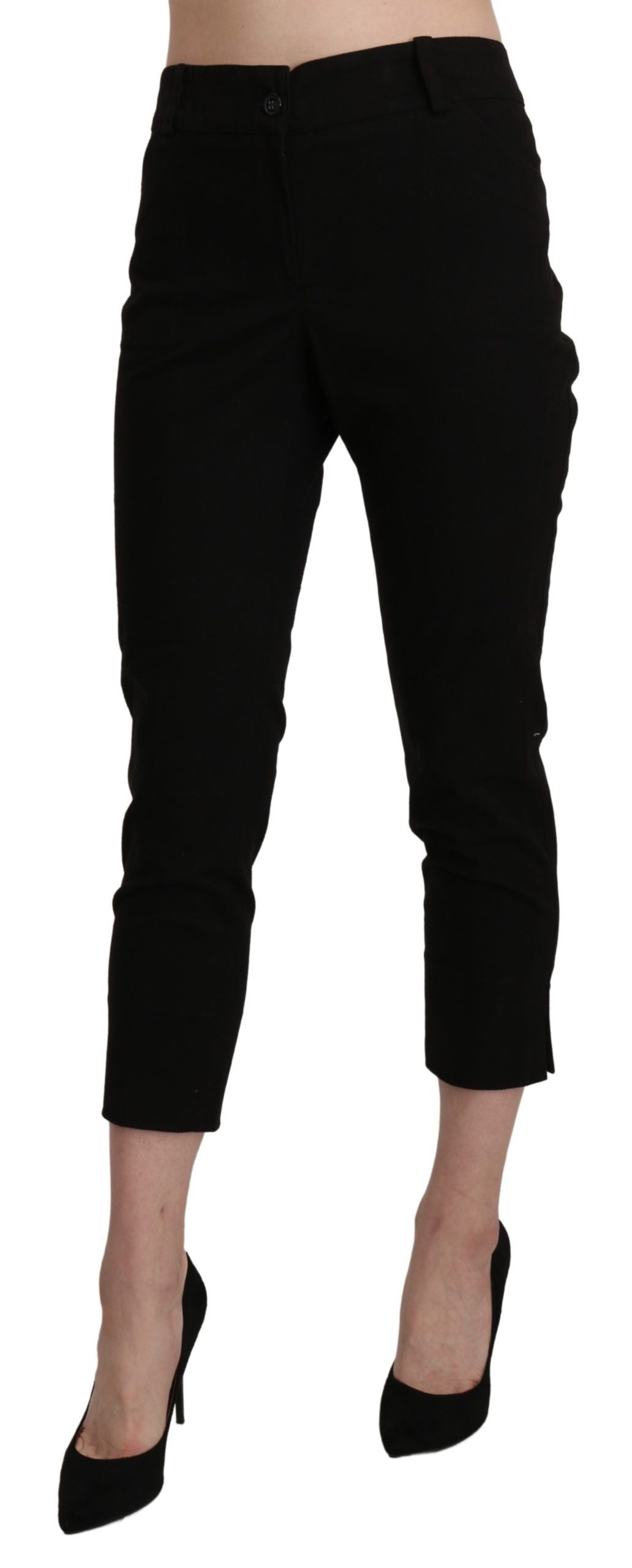 Elegante schwarze High Waist Cropped Pants