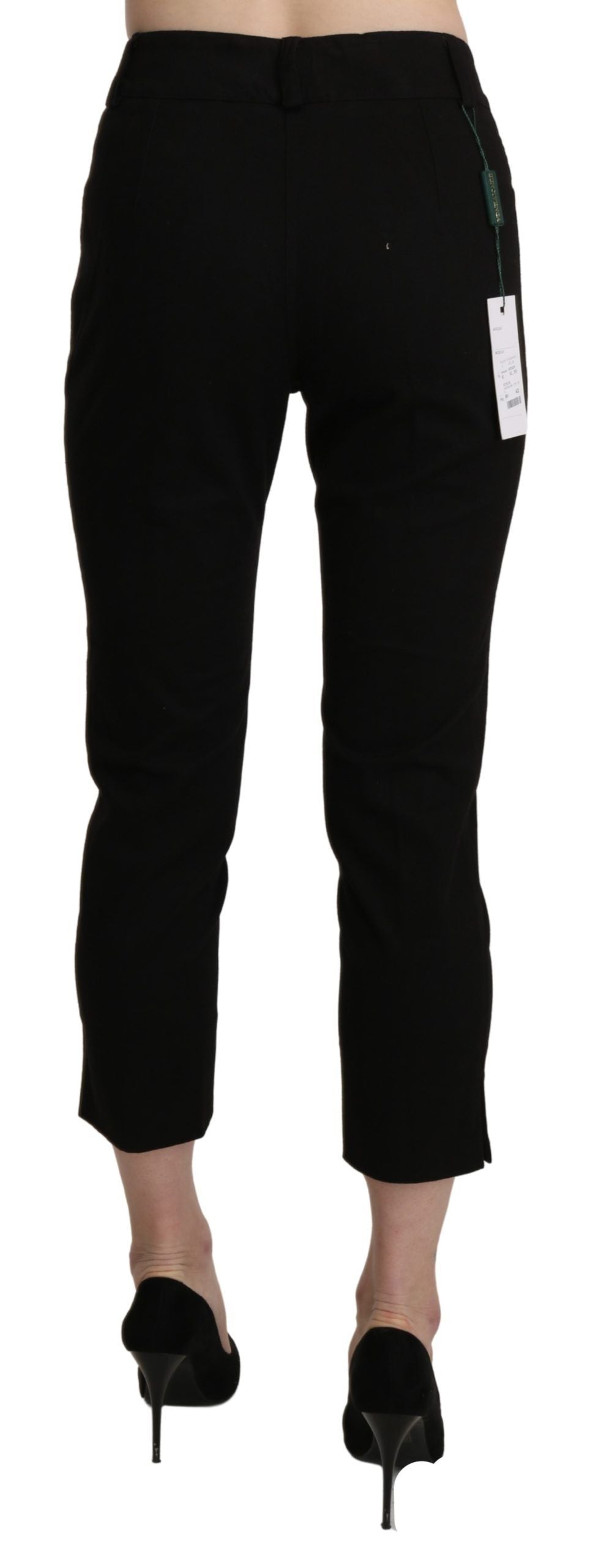 Elegante schwarze High Waist Cropped Pants