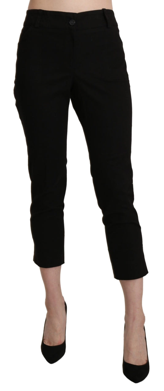 Elegante schwarze High Waist Cropped Pants