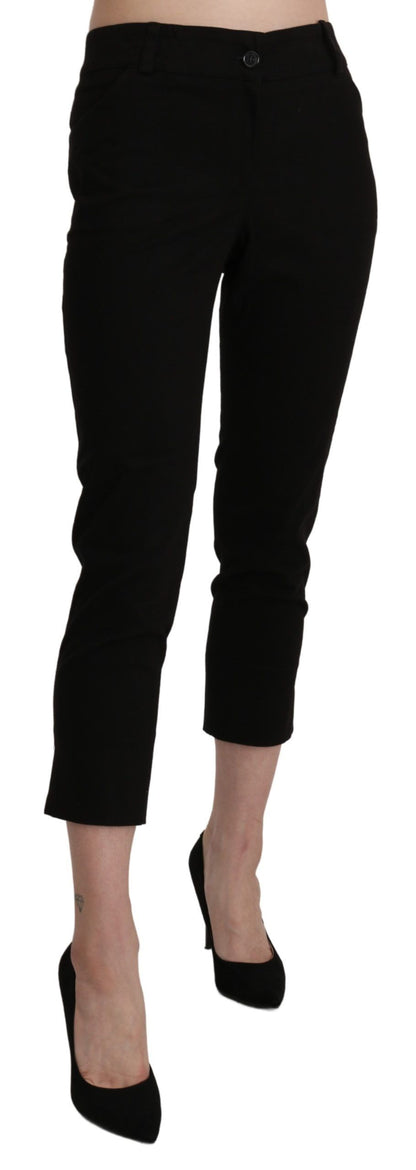 Elegante schwarze High Waist Cropped Pants