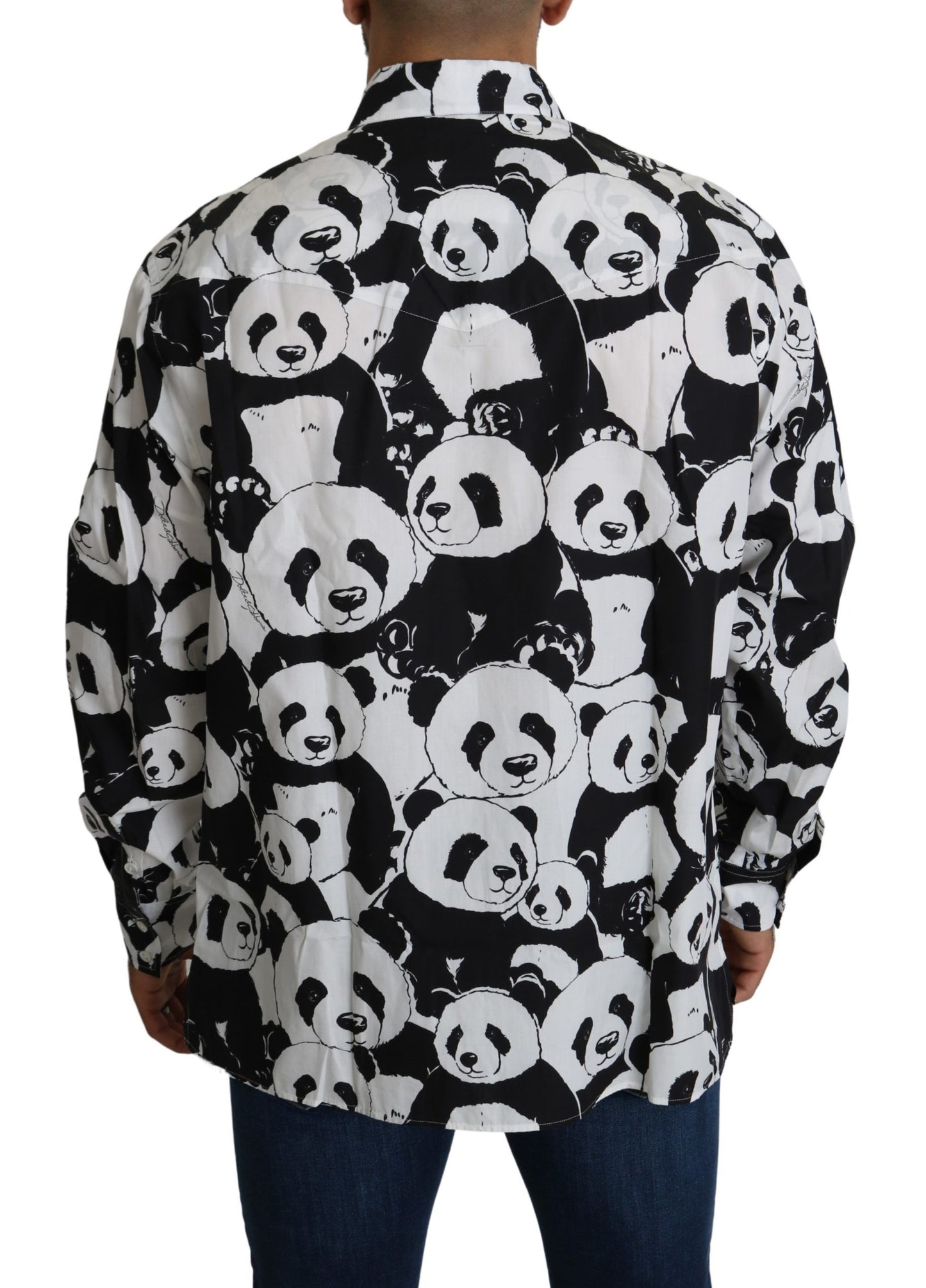 Hemd aus reiner Baumwolle mit Panda-Print - Schwarz/Weiß