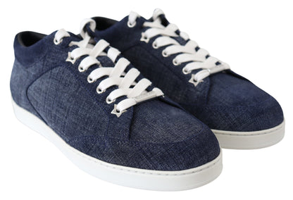 Schicke Slip-On-Sneakers aus blauem Denim-Wildleder