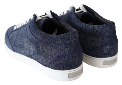 Schicke Slip-On-Sneakers aus blauem Denim-Wildleder