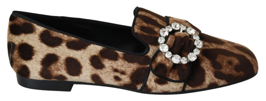 Loafer mit Leopardenmuster und Kristallverzierung