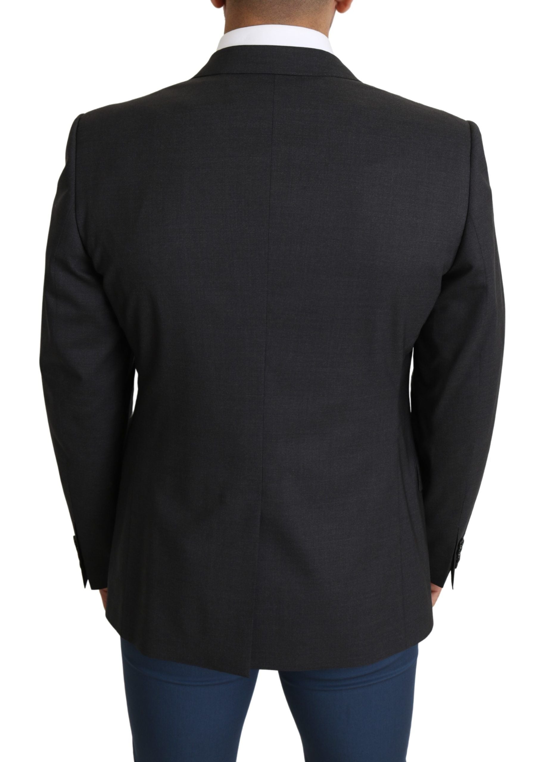 Eleganter, grauer Slim Fit-Blazer aus Woll-Seiden-Mischung