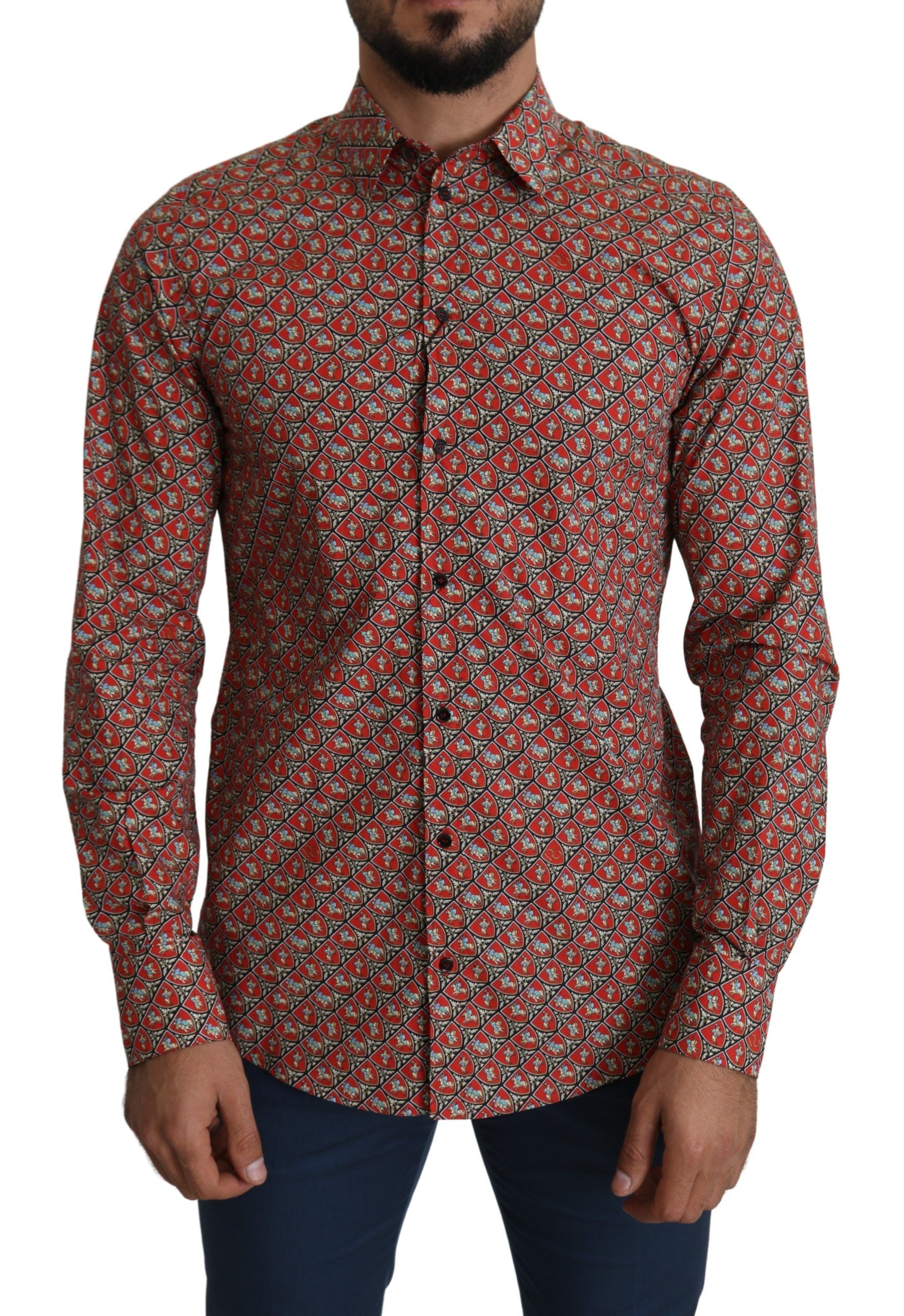 Elegant Red Martini Fit Cotton Shirt