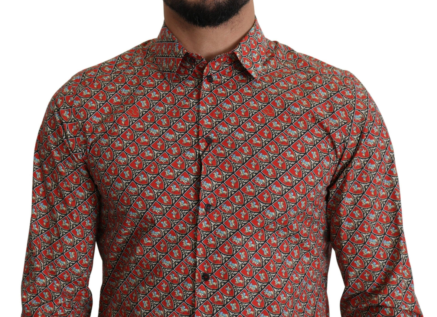 Elegant Red Martini Fit Cotton Shirt