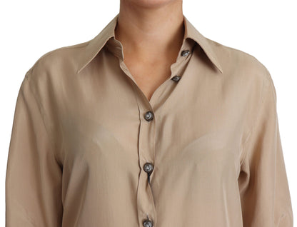 Elegant Beige Silk Shirt