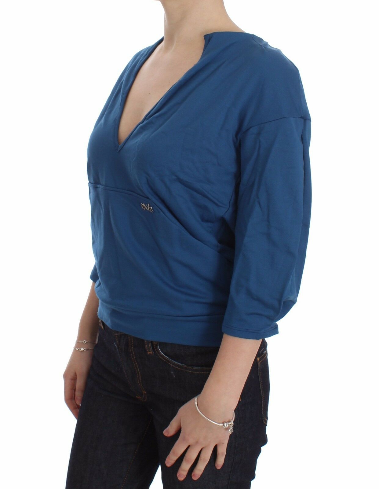 Eleganter Pullover mit tiefem V-Ausschnitt in Blau