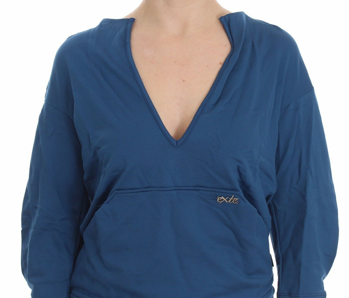 Eleganter Pullover mit tiefem V-Ausschnitt in Blau