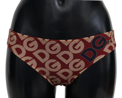 Schickes kastanienbraunes Bikinihöschen mit Logo-Print