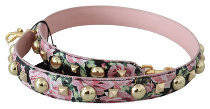 Lederarmband mit floralen Goldnieten in Rosa