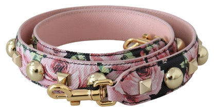 Lederarmband mit floralen Goldnieten in Rosa