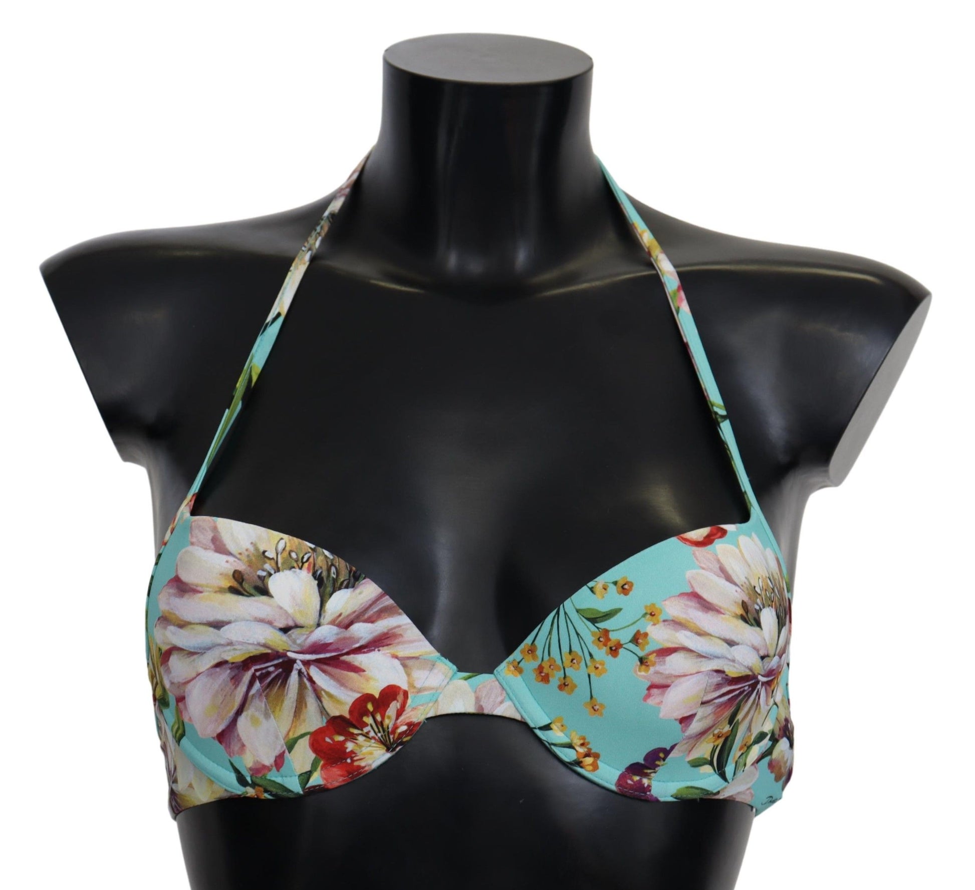 Schickes mintgrünes Bikinioberteil mit Blumenmuster