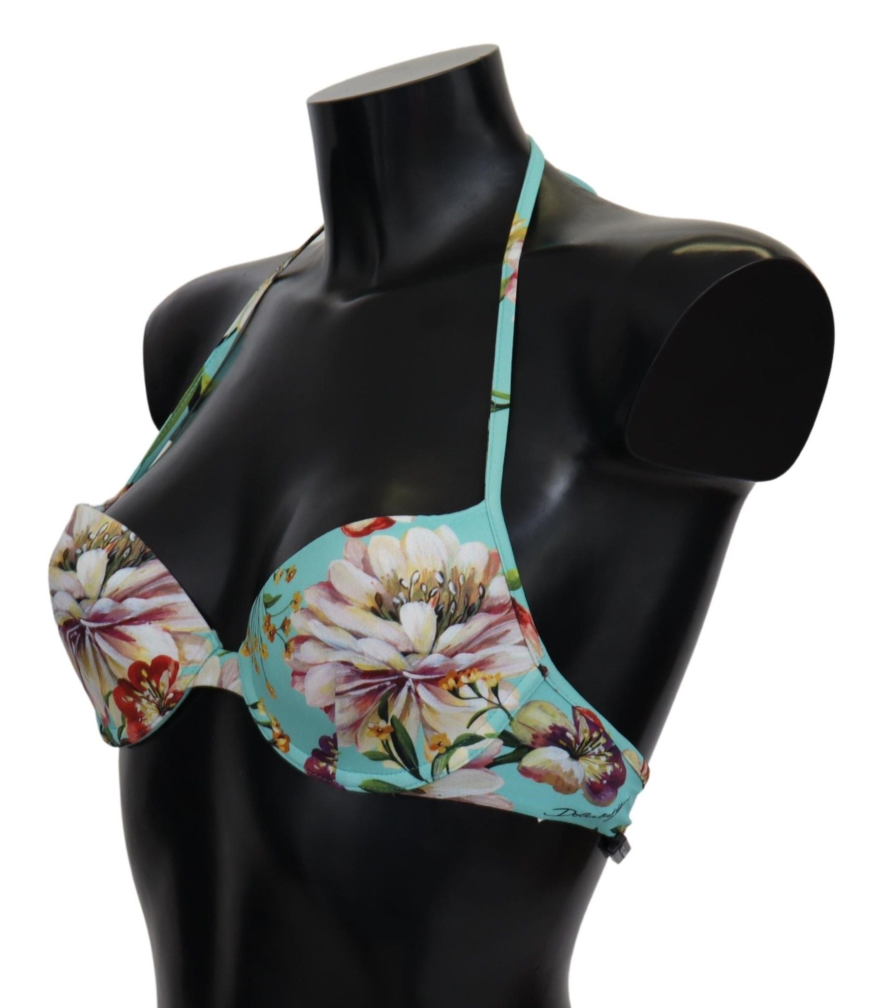 Schickes mintgrünes Bikinioberteil mit Blumenmuster