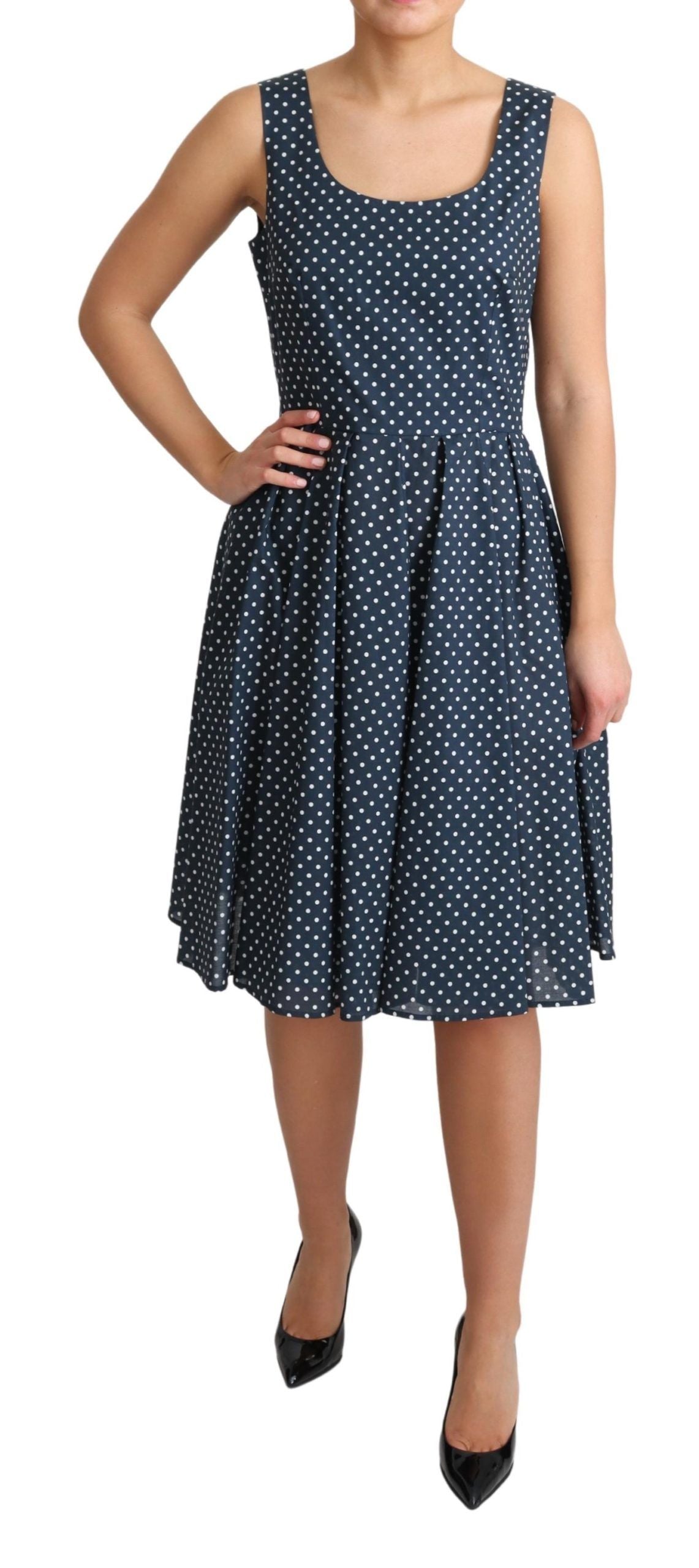 Ärmelloses A-Linien-Kleid mit Polka Dot-Muster