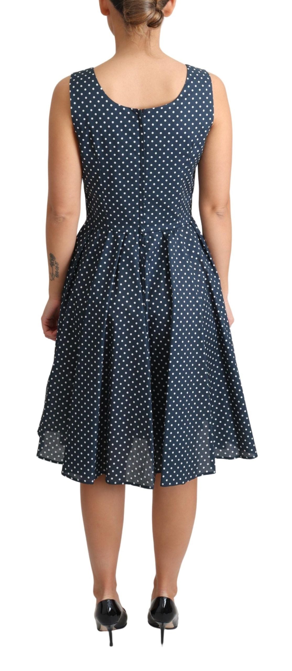 Ärmelloses A-Linien-Kleid mit Polka Dot-Muster