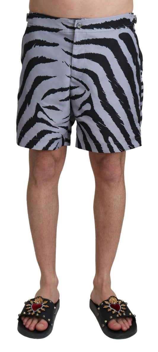 Elegante graue Badehose mit Zebra-Print