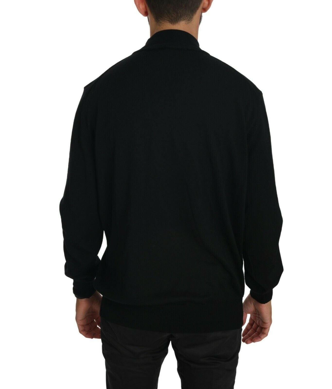 Elegant Black Virgin Wool Pullover Sweater