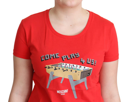 Schickes rotes Baumwoll-T-Shirt mit verspieltem Print