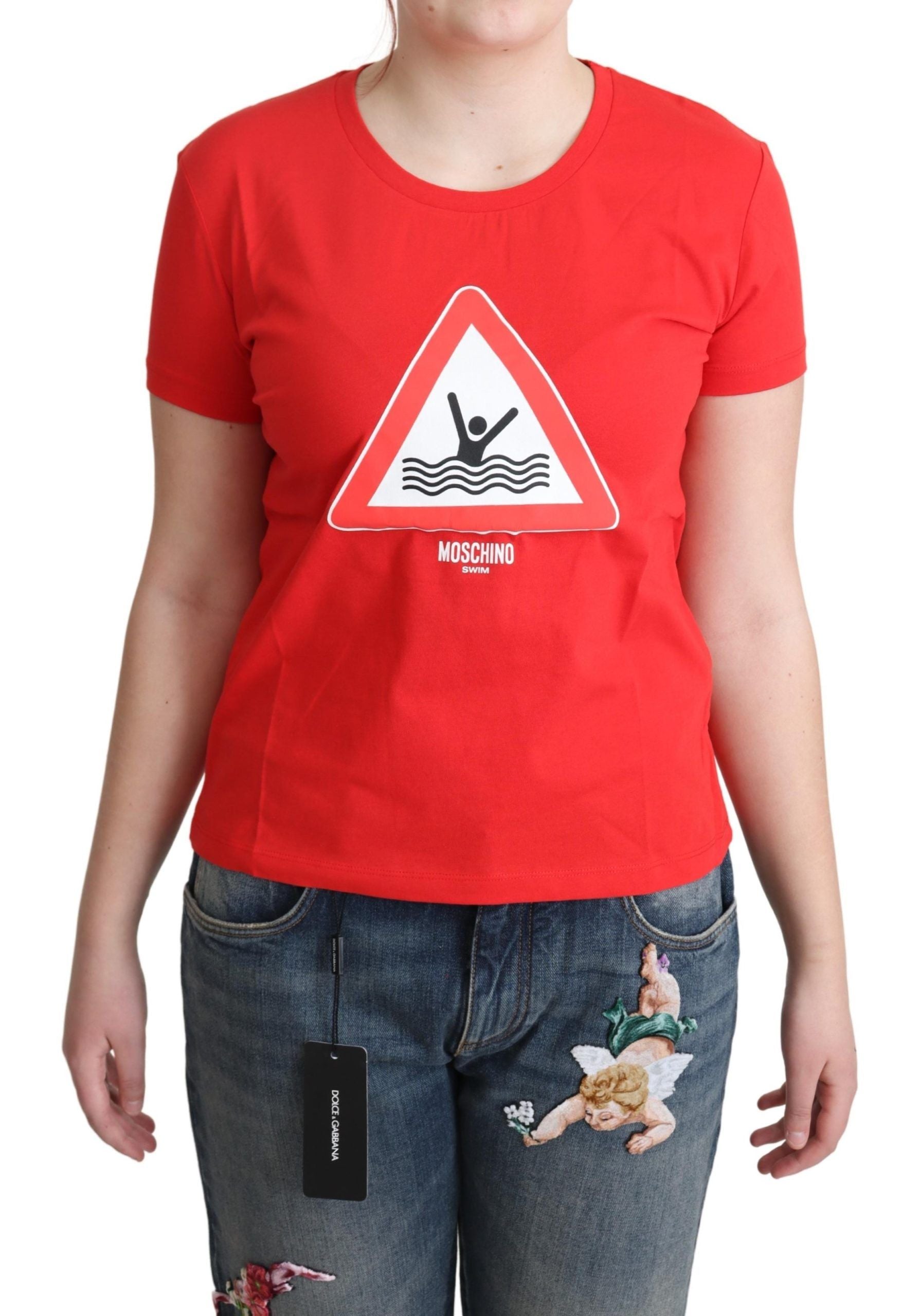 Schickes rotes Baumwoll-T-Shirt mit Grafik