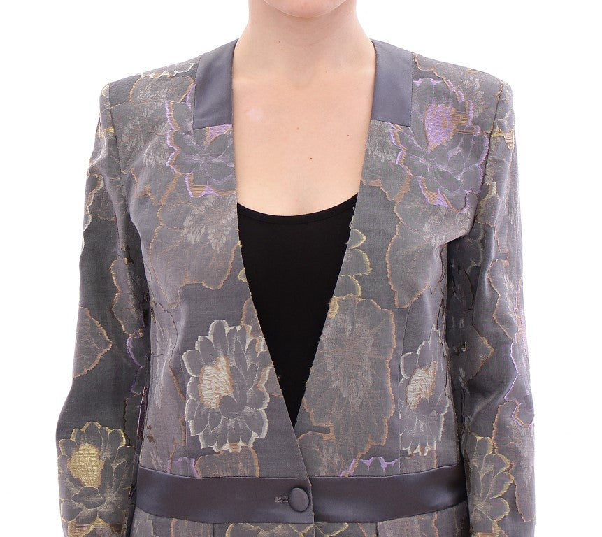 Schicker Ein-Knopf-Blazer aus Seide mit Blumenmuster