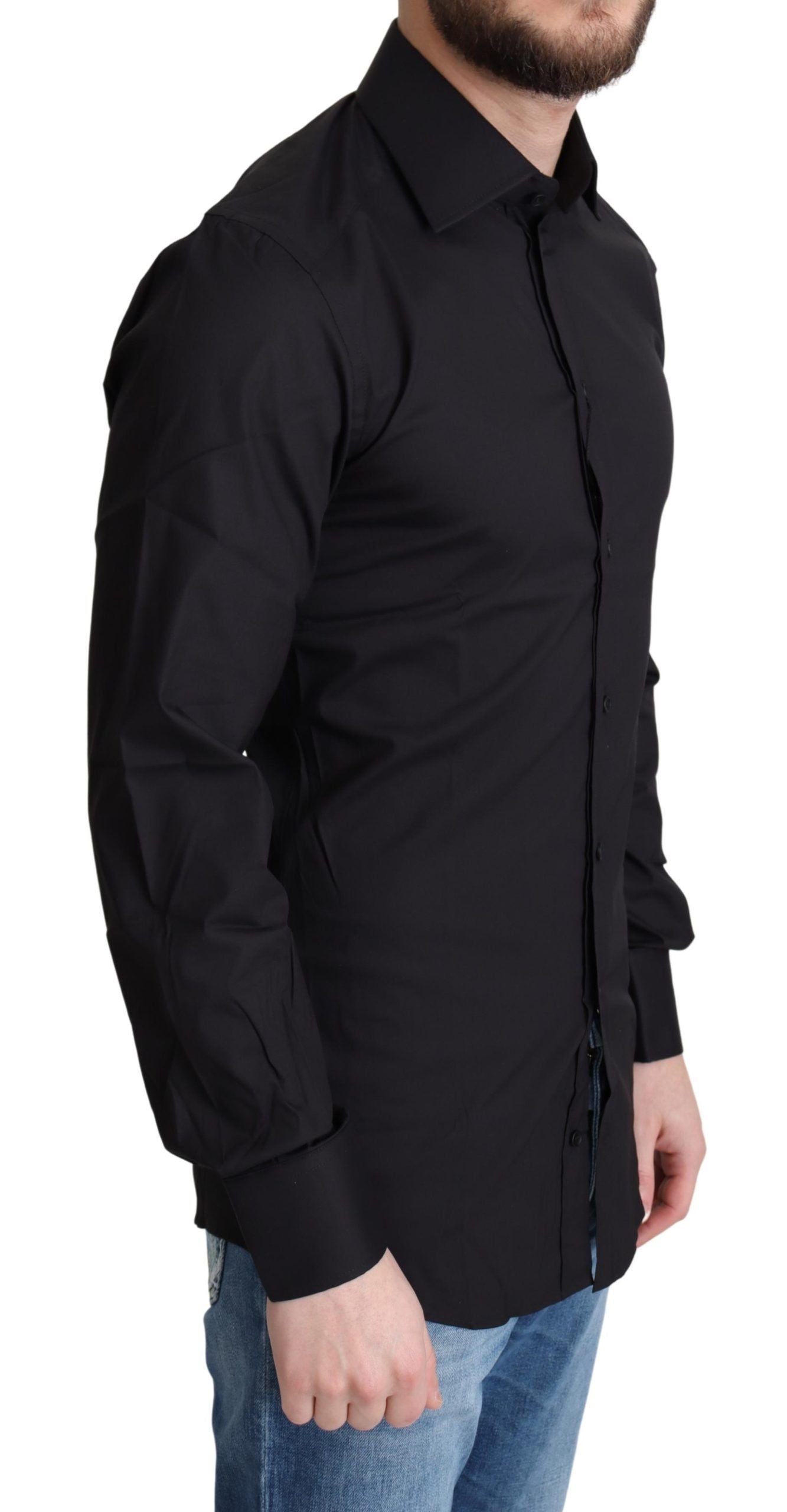 Elegantes, schwarz-goldenes Slim Fit Hemd