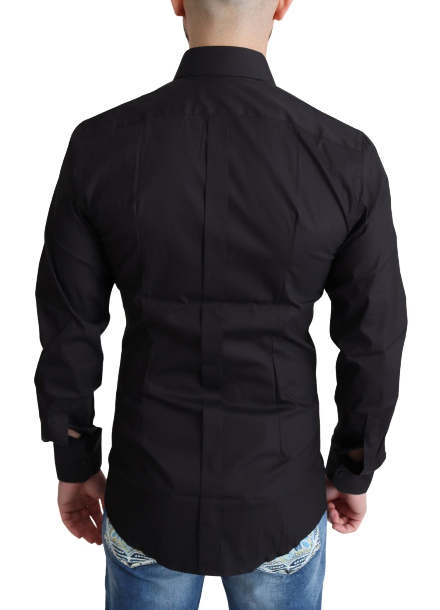 Elegantes, schwarz-goldenes Slim Fit Hemd