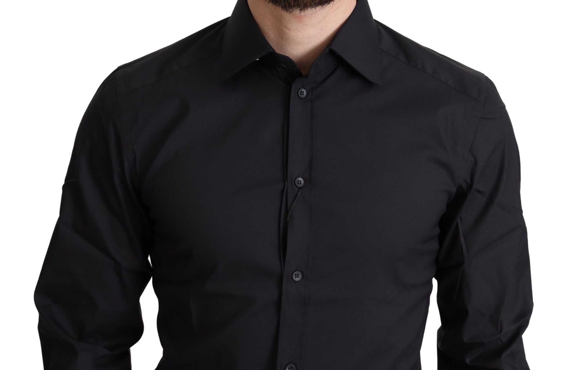 Elegantes, schwarz-goldenes Slim Fit Hemd