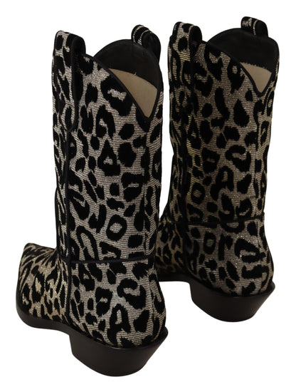 Elegante Stiefel mit Leopardenmuster und halbhohem Schaft