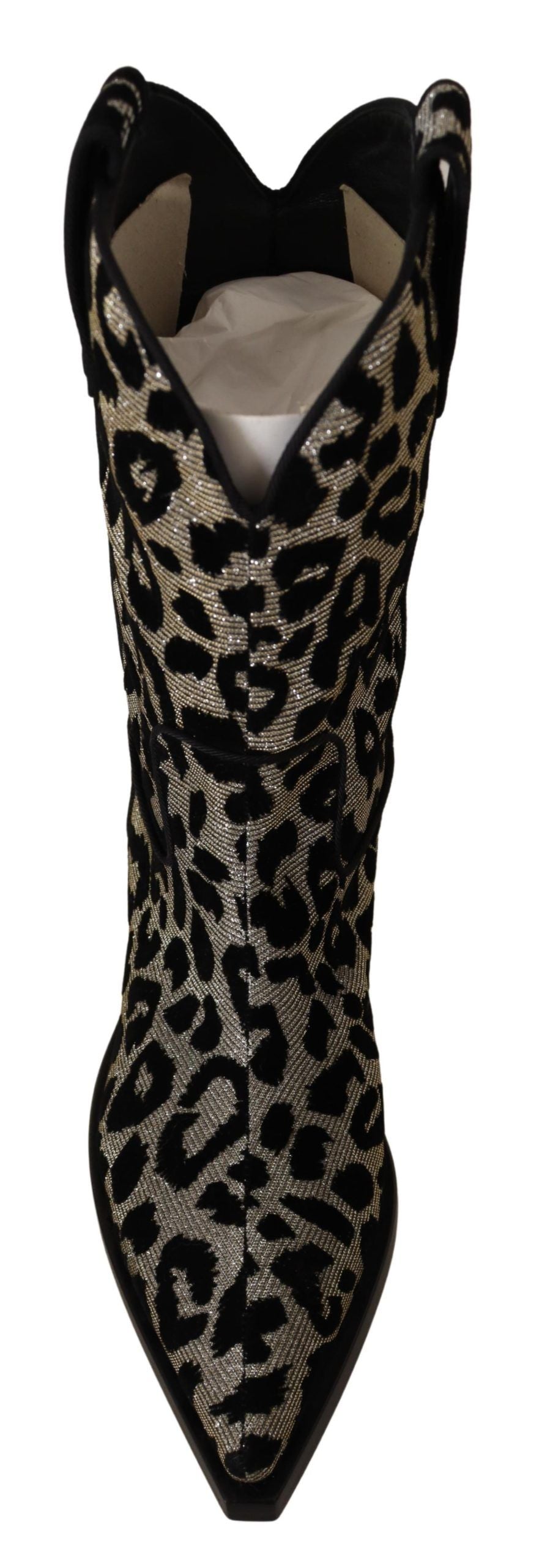 Elegante Stiefel mit Leopardenmuster und halbhohem Schaft