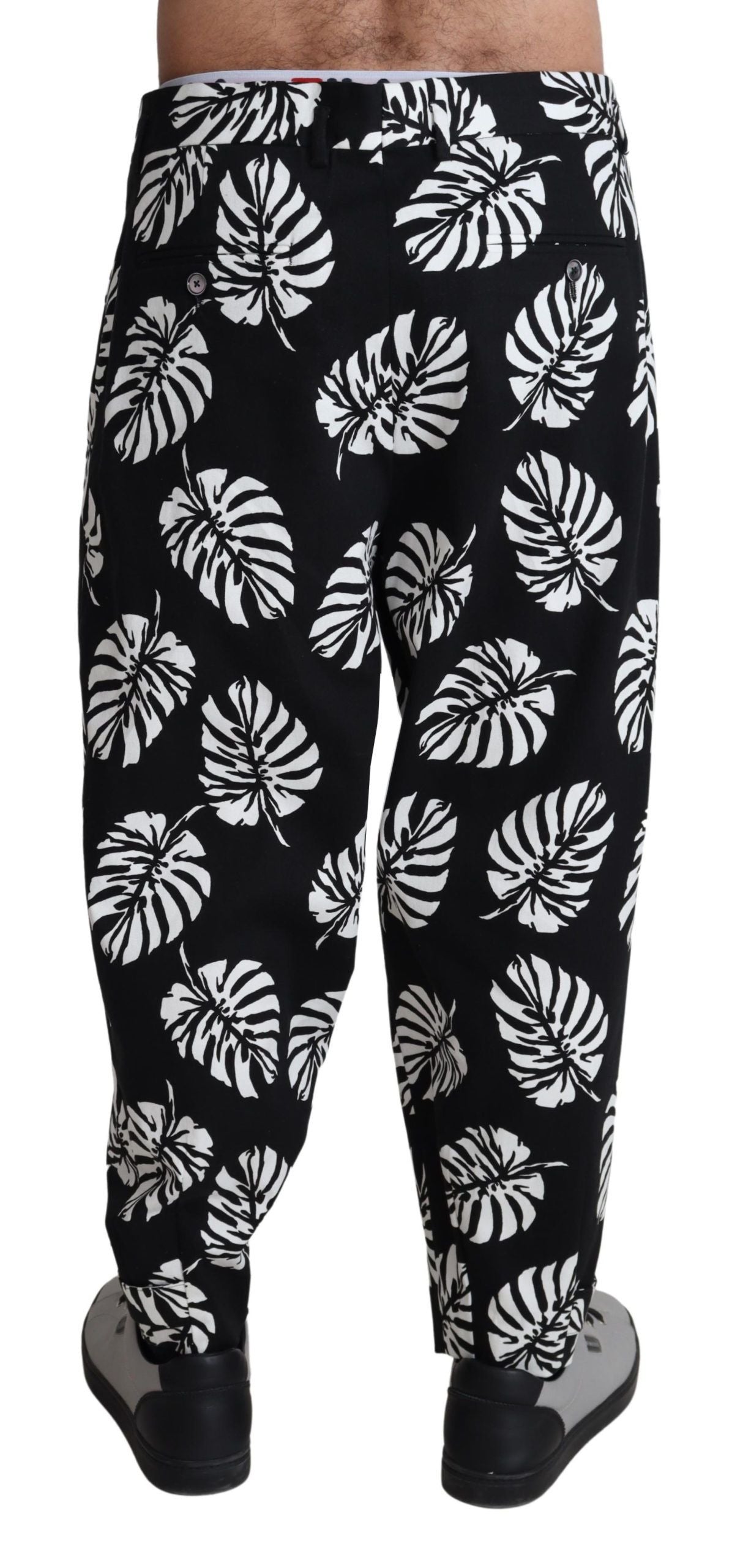 Elegante Baumwollhose mit Palmenblatt-Print