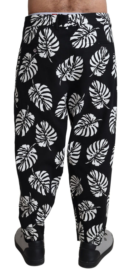 Elegante Baumwollhose mit Palmenblatt-Print