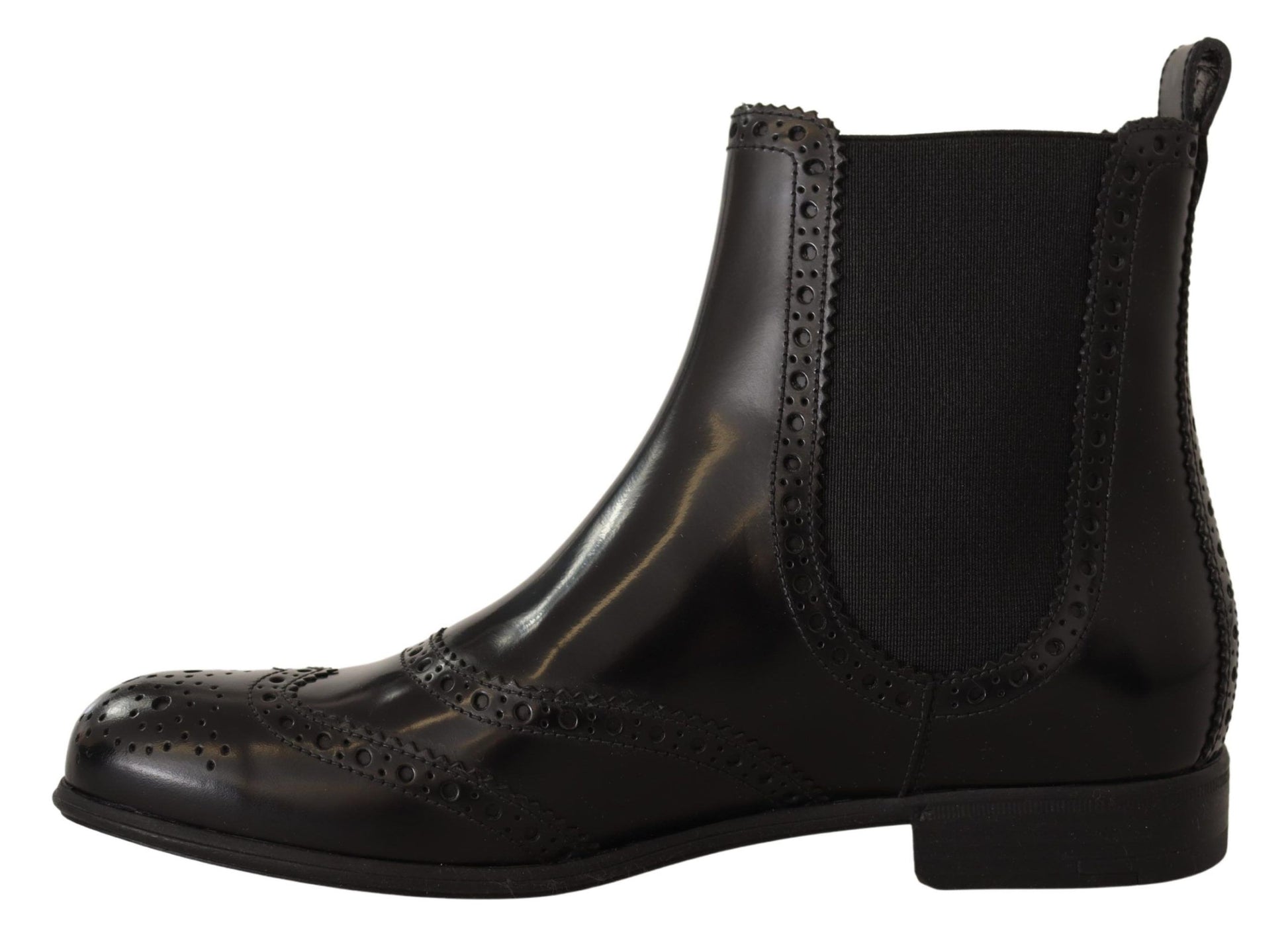 Elegante schwarze Oxford-Stiefel mit Flügelkappe