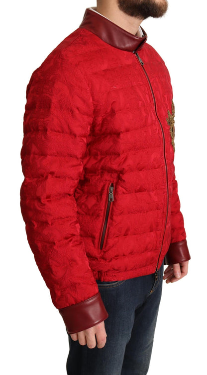 Rote und goldene Designer-Bomberjacke