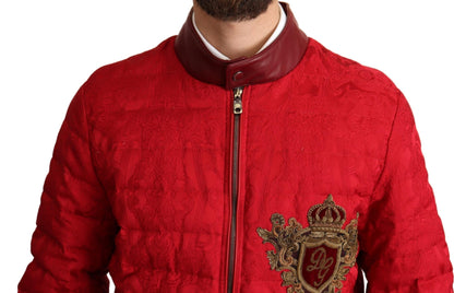 Rote und goldene Designer-Bomberjacke