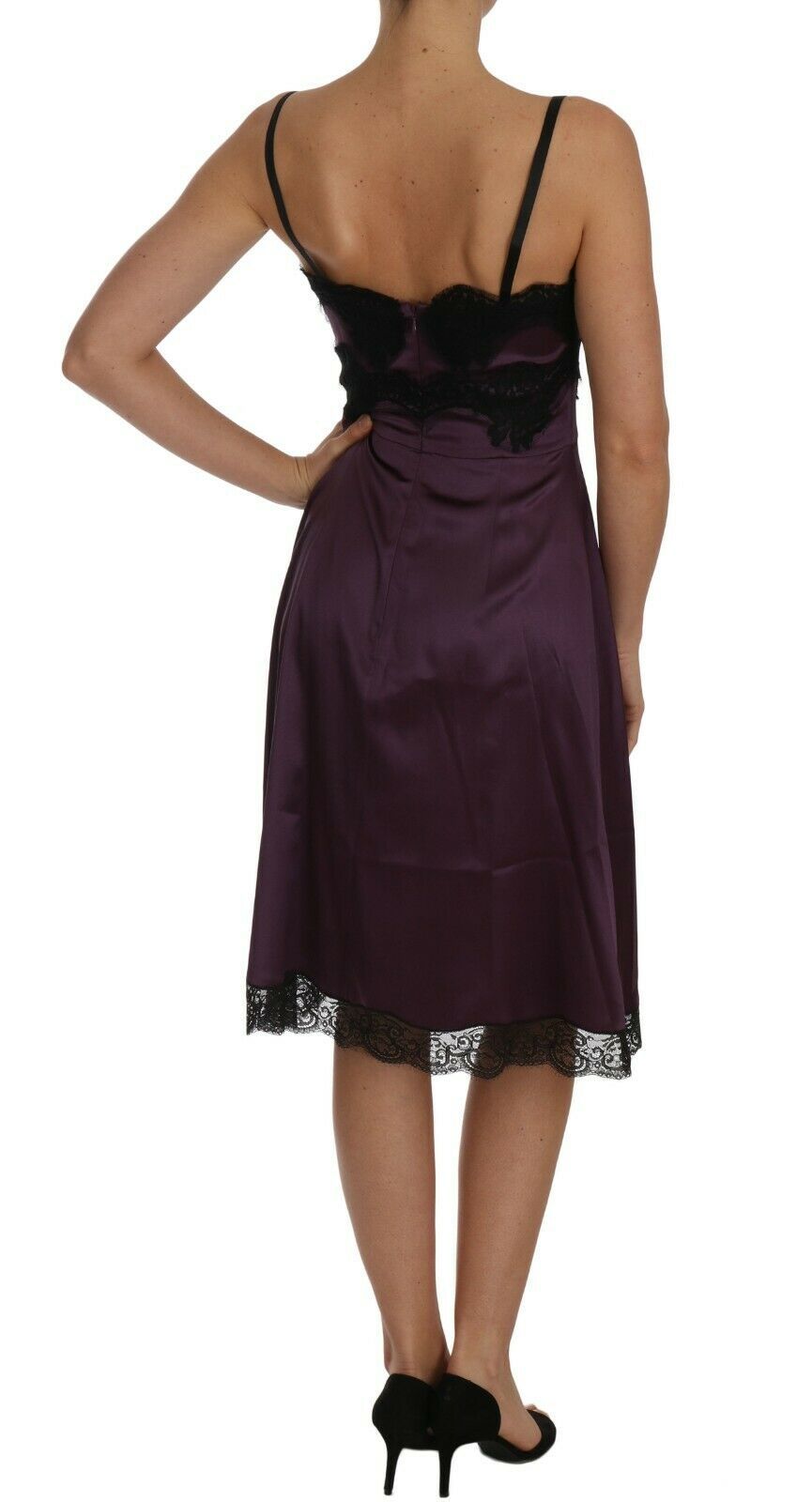 Elegant Purple Silk Lace Chemise Dress