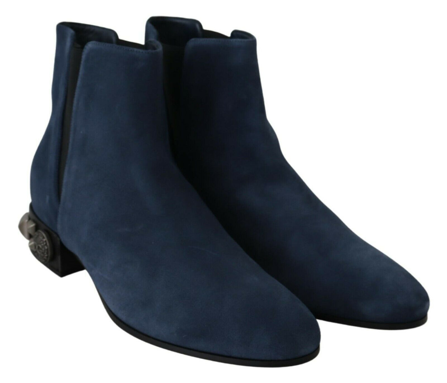 Schicke blaue Wildlederstiefeletten mit Nietendetails