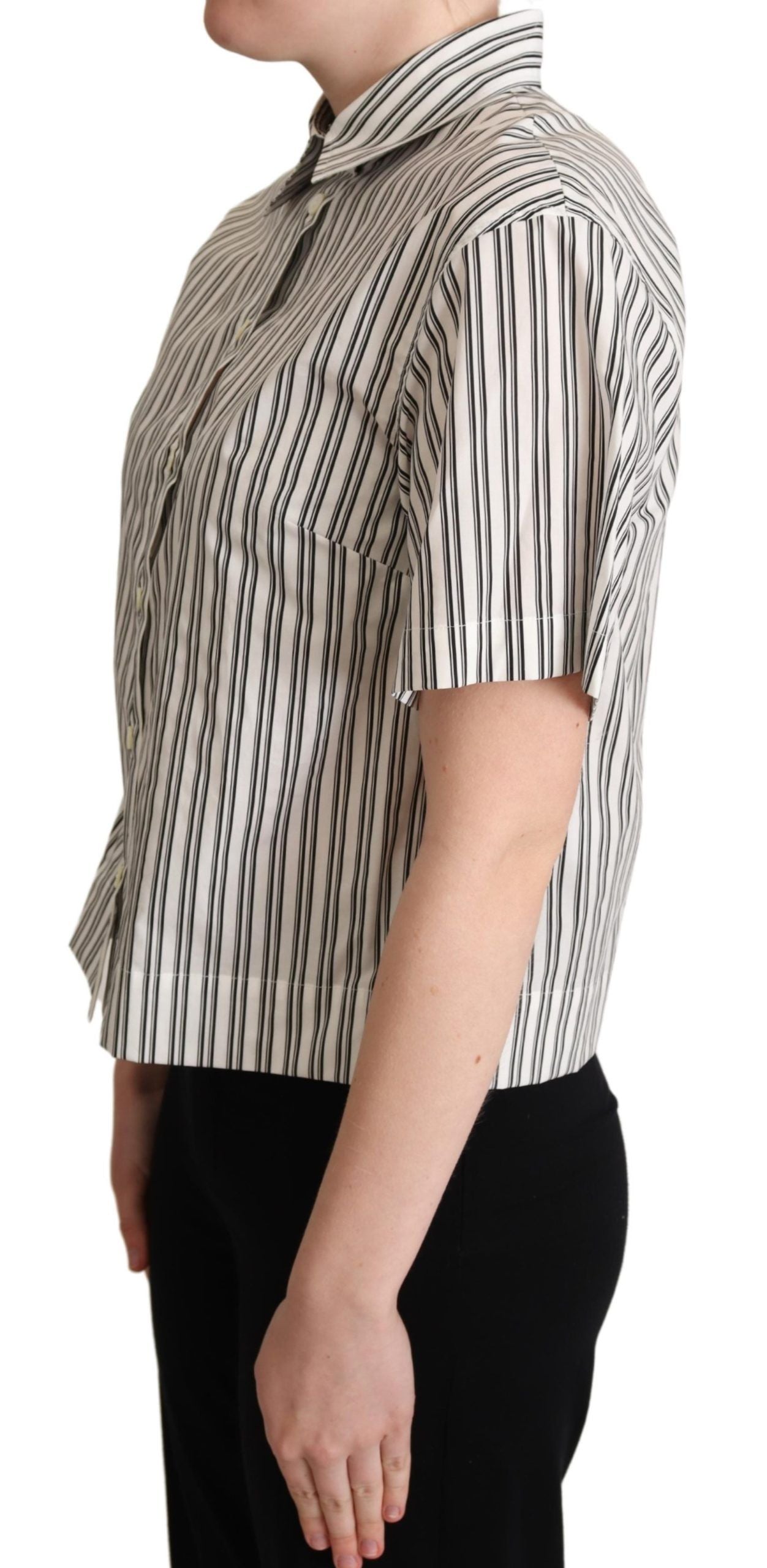 Elegant Striped Cotton Polo Top